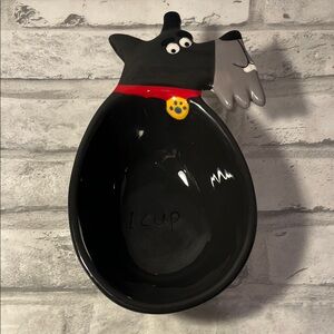 Dog 1-Cup Ceramic Measuring Spoon - Black with Red Collar Boston warehouse